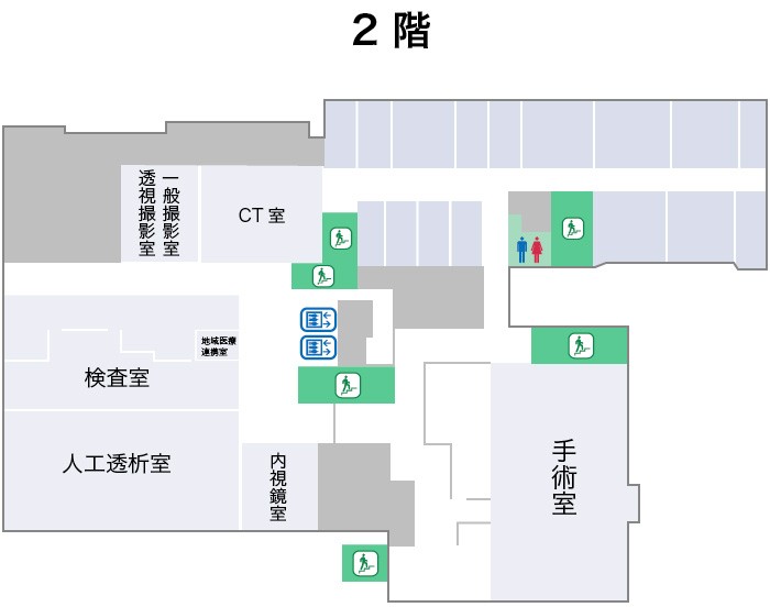 宇治川病院　フロア案内図2階